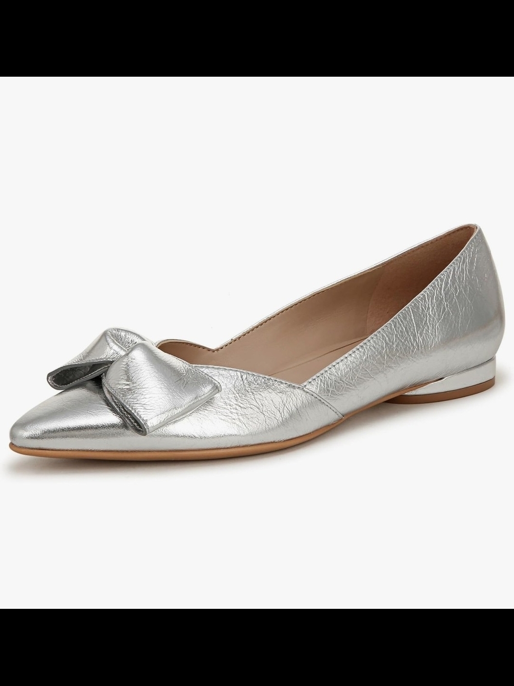 Naturalizer Silver Pointed-Toe Bow Ballet Flat sz 7